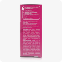For Conceive Plus Fertility Supplement & Lubricant For Women (DE), side view of German-language 8x4g pre-filled fertility lubricant applicators packaging, featuring detailed usage instructions, clinical benefits, and fertility support claims in white text on a pink background.
