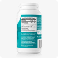 For Conceive Plus Maximum Fertility Support (FR), image of Women Ovulation Support bottle back view featuring supplement facts panel with Myo-Inositol, CoQ10, folic acid, and ginger extract content, along with multilingual ingredients and vegan-friendly claims on a teal label.