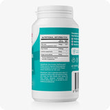 Side view of Conceive Plus Ovulation Support supplement bottle showing nutritional information, including Myo-Inositol, CoQ10, Folic Acid, and Ginger extract. Teal label with dosage directions and ingredient details.